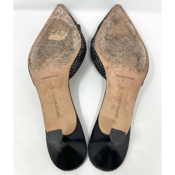 Manolo Blahnik Pointed Houndstooth Mule Pumps Size 41 US 11 - Picture 7 of 8